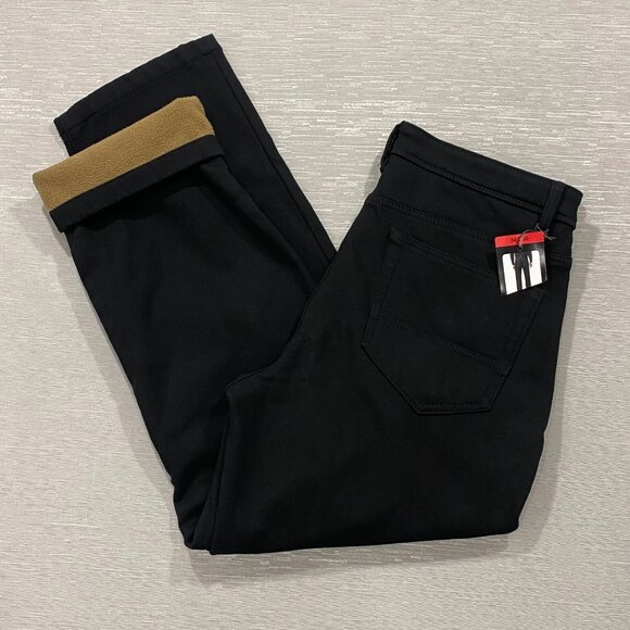CAT Caterpillar Work Pants Mens 34 x 30 Black Canvas Fleece Lined Insulated - Picture 1 of 11